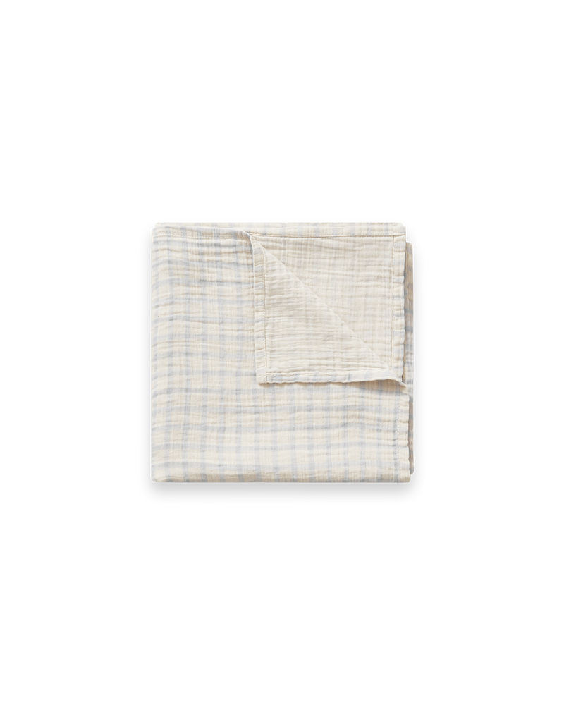 Garbo & Friends Muslin Swaddle Gingham Sky Blue - Hola BB