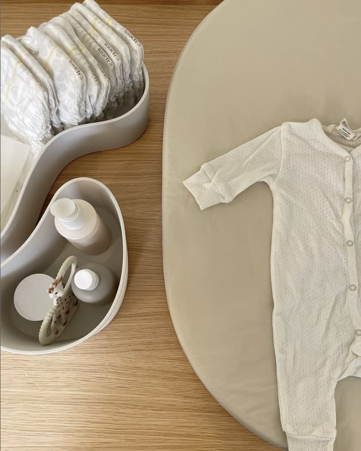 Oval Bebek Değiştirme Minderi - Taş Rengi