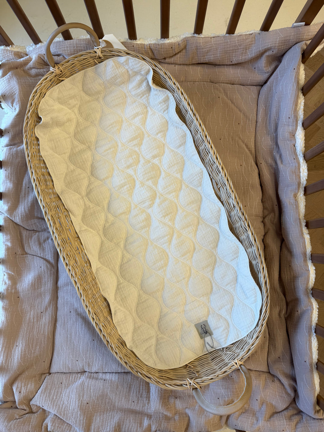 Bio-Baumwoll-Einlage für Kinderwagen und Babywanne - „Cotton Wave“