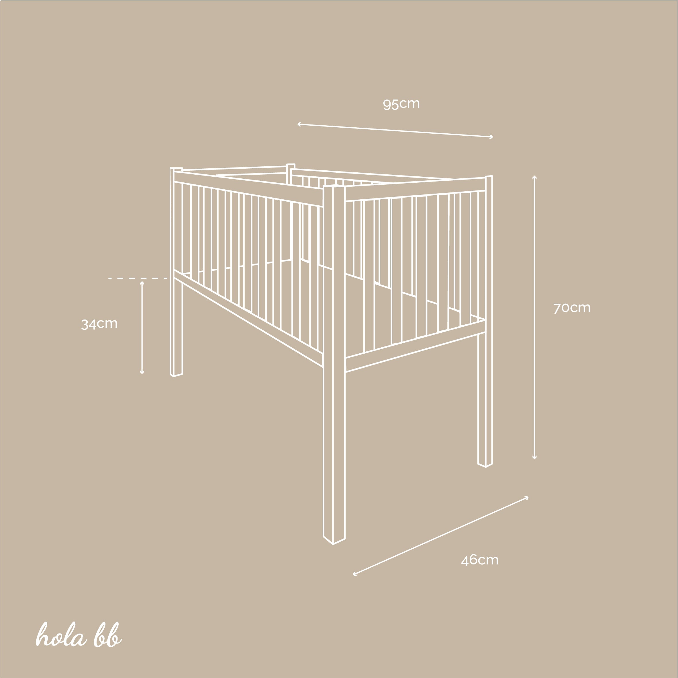 Woodies Vintage Bedside Crib - White  - Hola BB