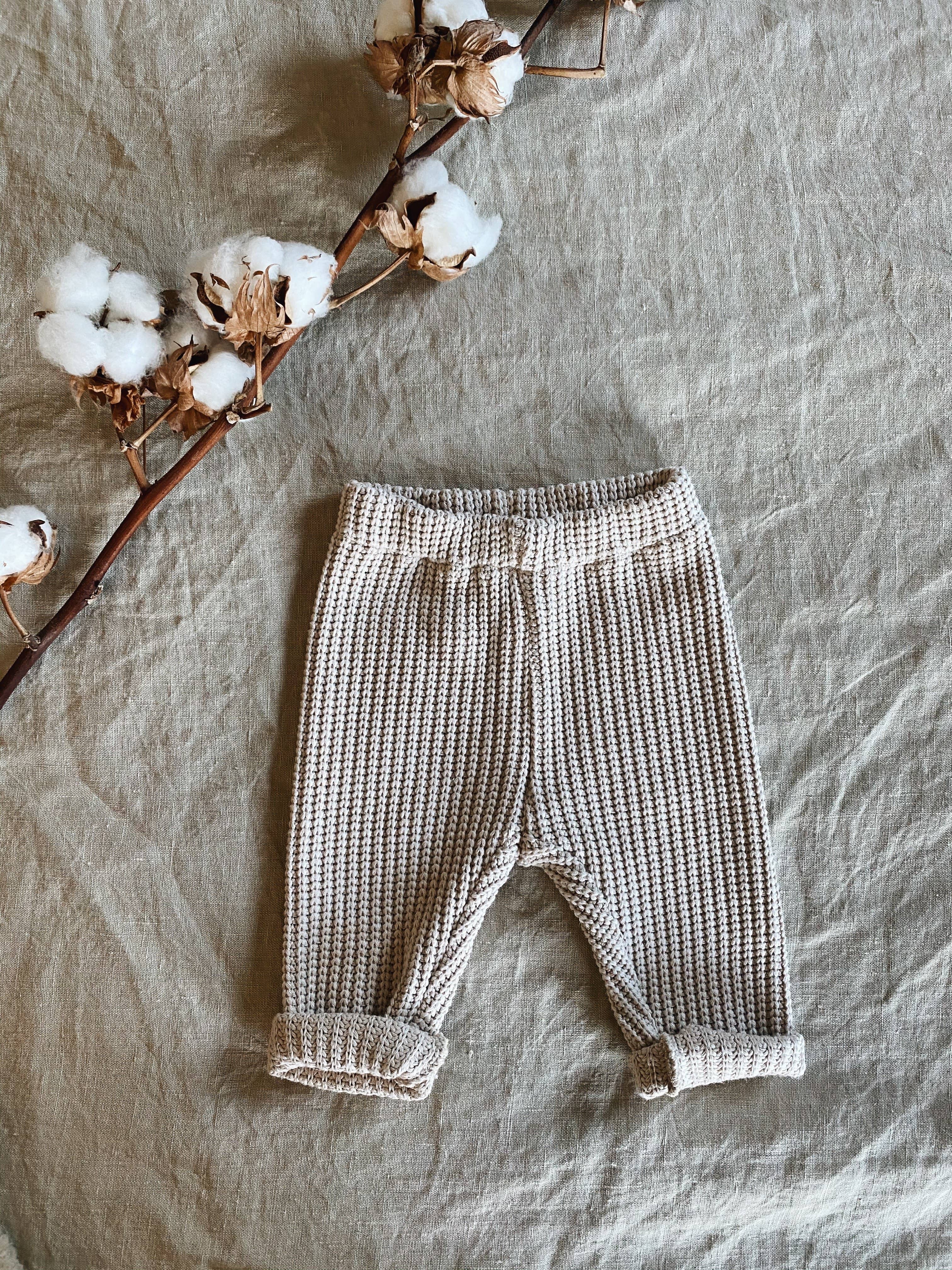 Nanami Knitted trousers 0-3 months / Natural Knitted - Hola BB