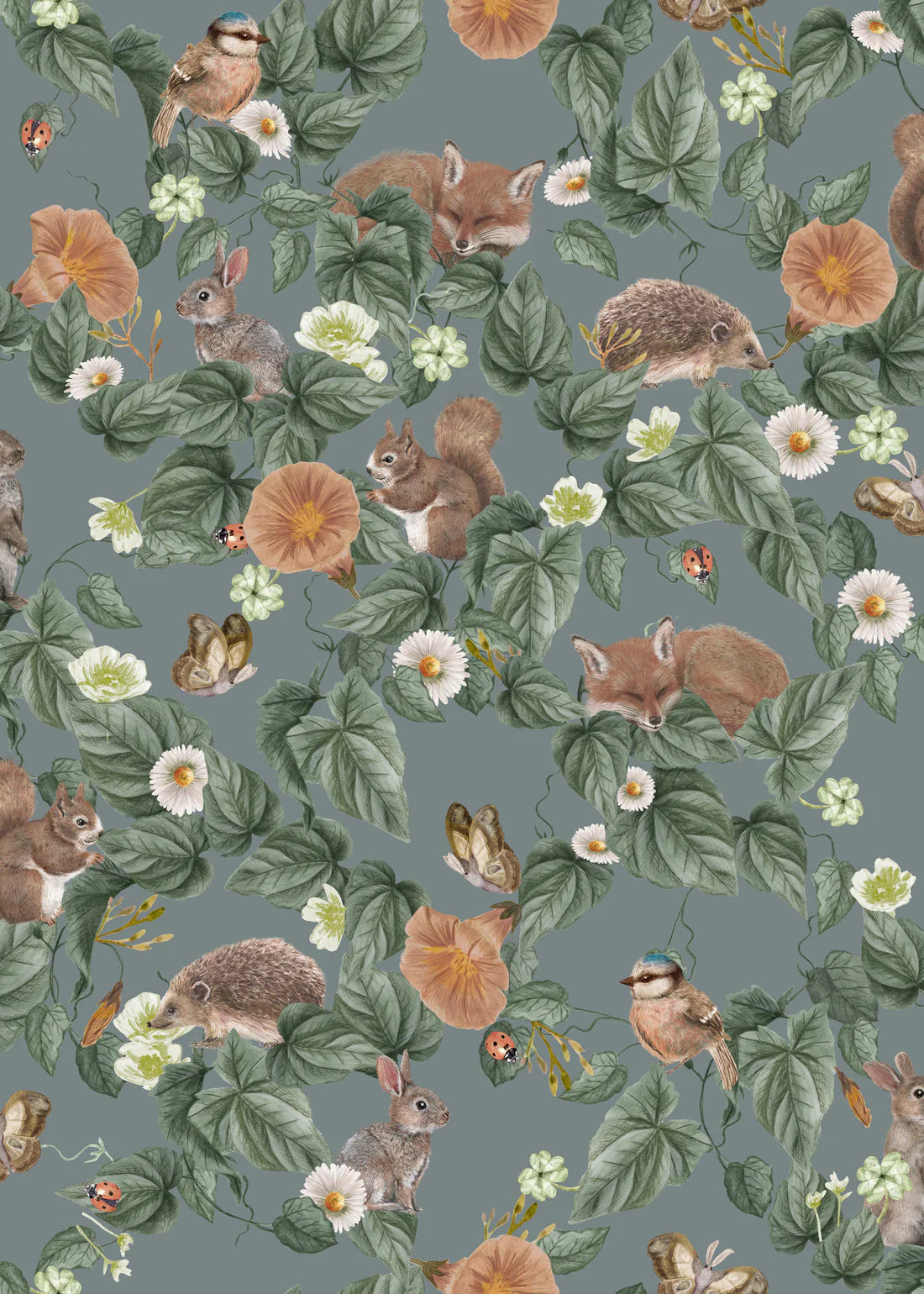 Summer Gray Forest Lullaby Wallpaper Forest Lullaby Teal - Hola BB