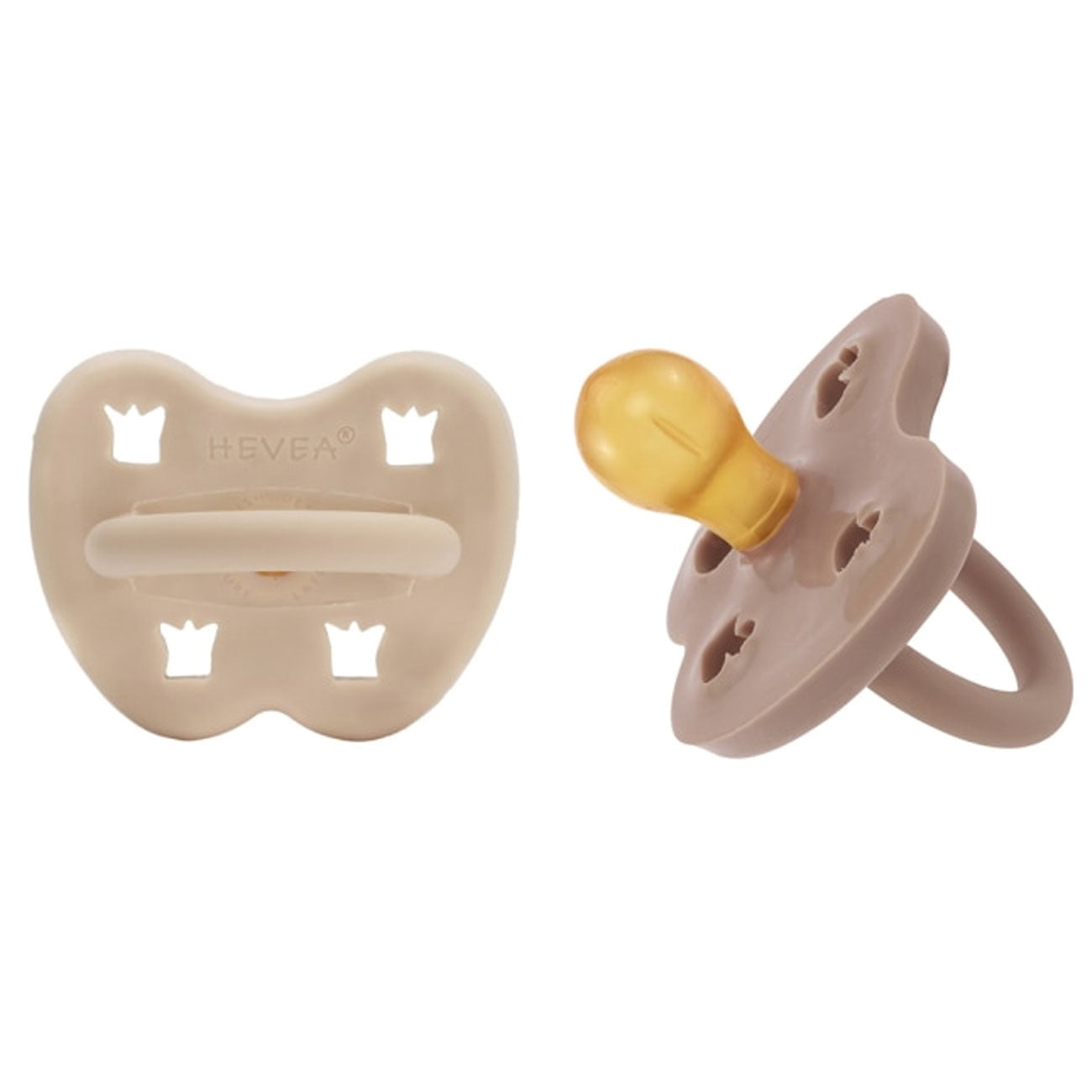 Hevea pacifier 2-pack 3-36 months Round - Sandy Nude/Tan Beige  - Hola BB